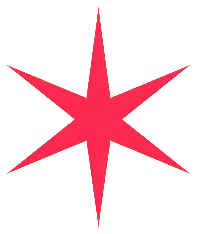 Pink and orange minimal sparkle starburst sticker with long pointed rays