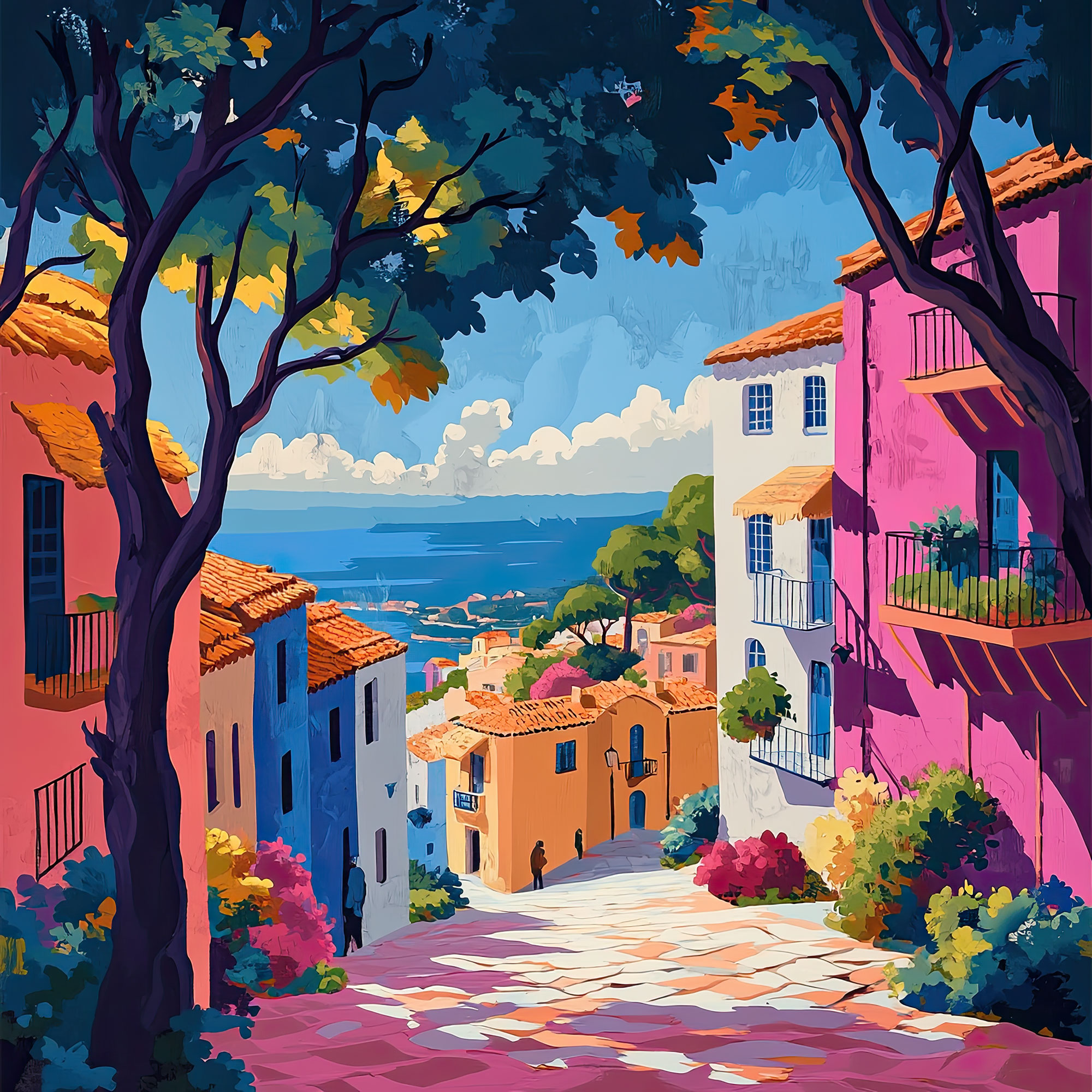 Preview for Mediterranean-village-illustration-nature-backdrop-background-6a268