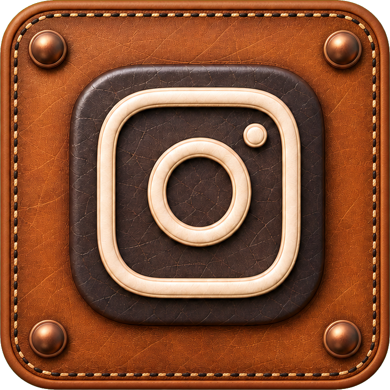 Brown leather-style square app icon with rounded edges and a centered icon symbol