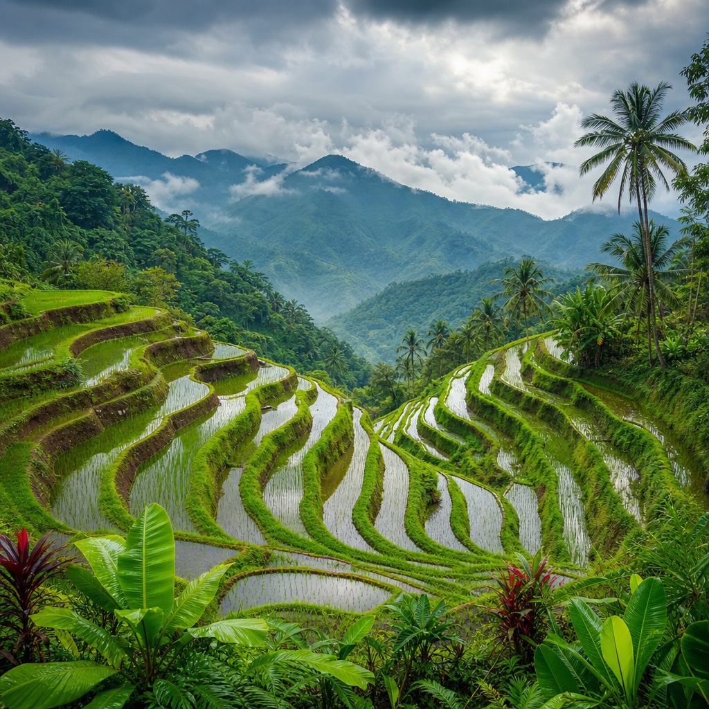 Preview for Rice Terraces Landscape Stock Background