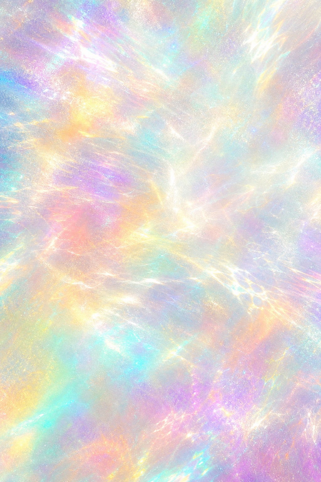 Soft pastel rainbow light with a diffuse pearly haze and refracted glow