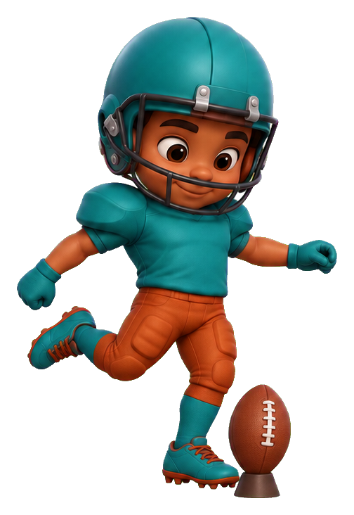 Preview for Teal Kicker With Football Tee Sticker