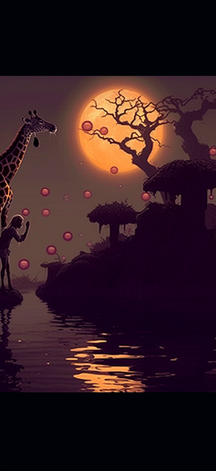 Preview for Giraffe-moonlit-water-ai-phone-background-fc3cb