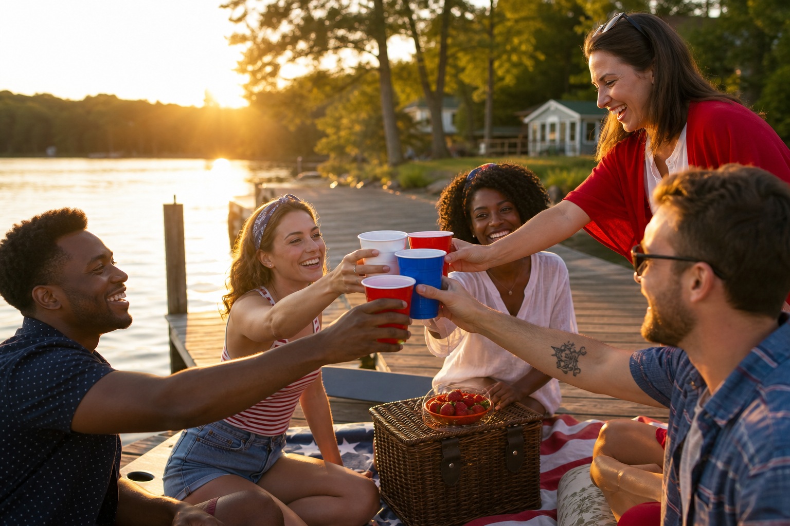 Preview for Fourth Of July Picnic Friends Background