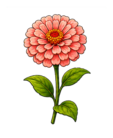 Preview for Peach Zinnia Flower Sticker