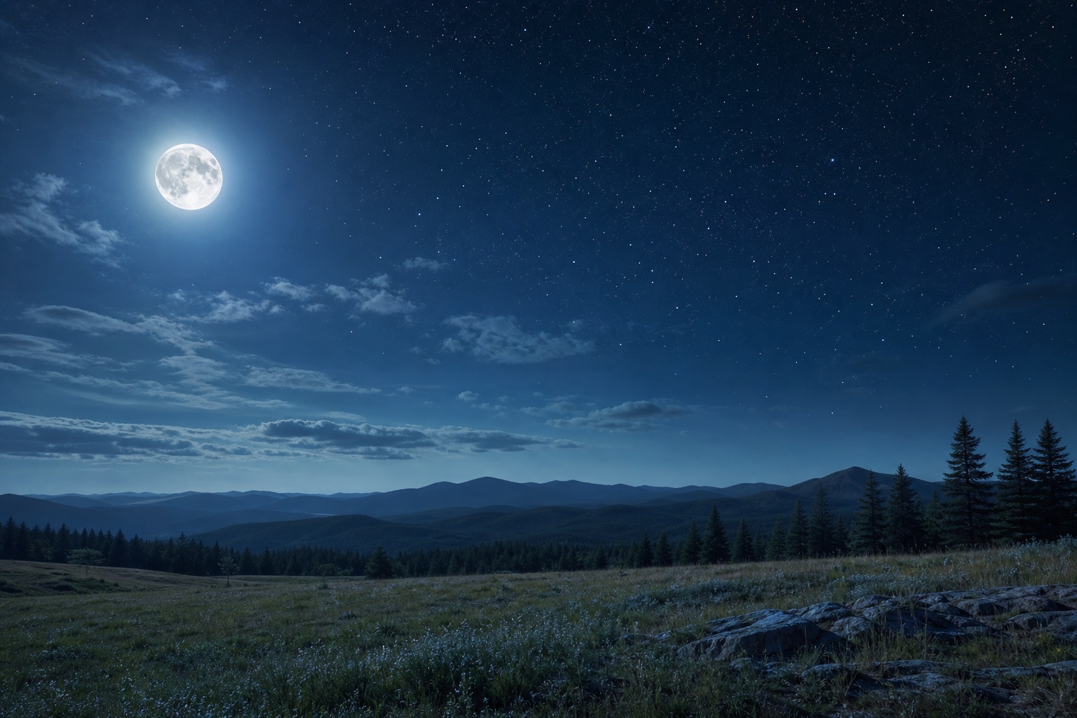 Preview for Moonlit Night Sky Landscape Background