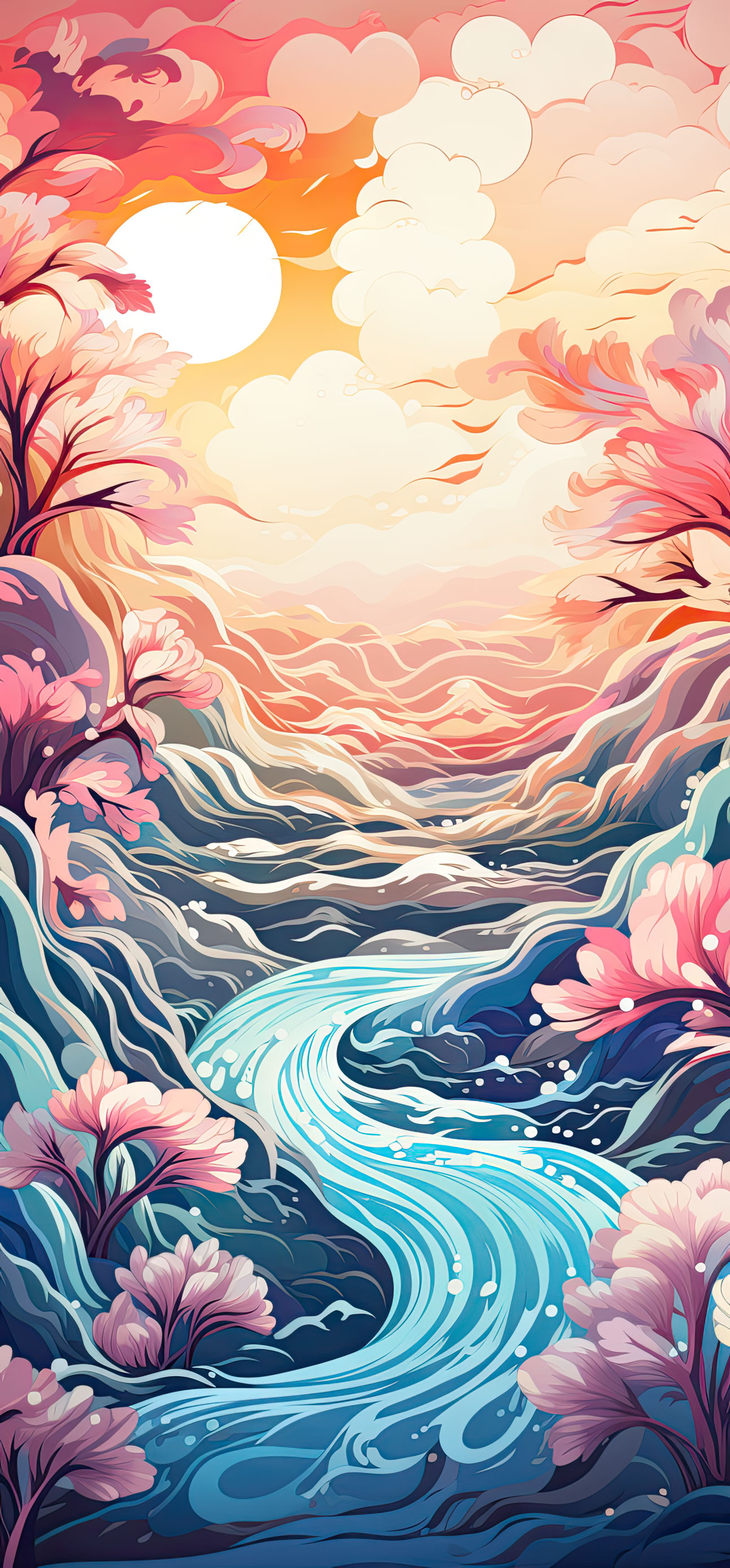 Preview for Serene-river-landscape-sunset-christmas-phone-background-4416c