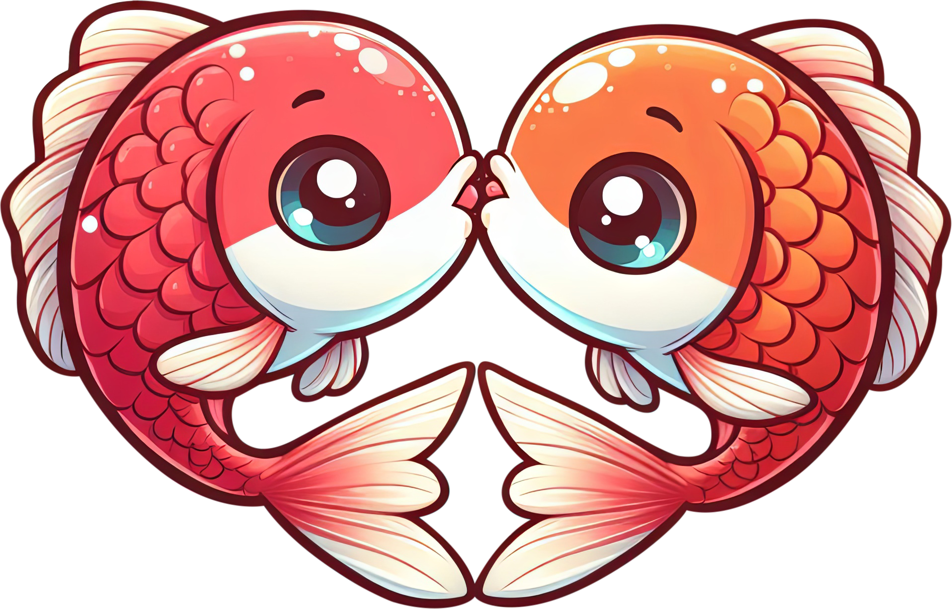 Preview for Kissing-goldfish-illustration-love-characters-sticker-61658