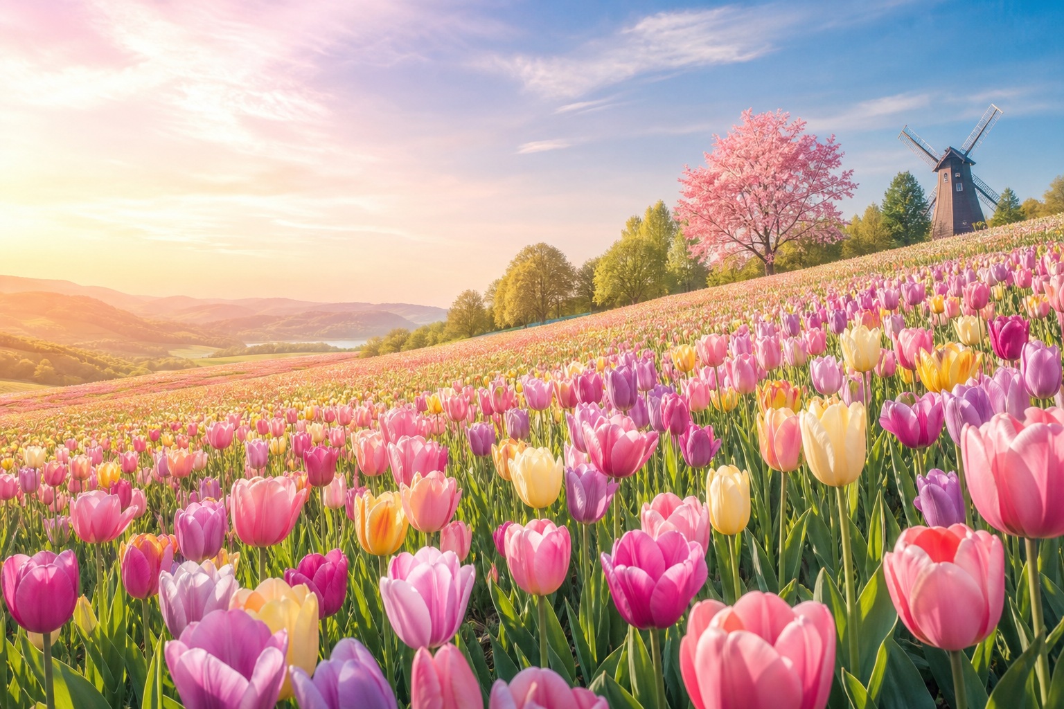 Preview for Spring Tulip Meadow Background