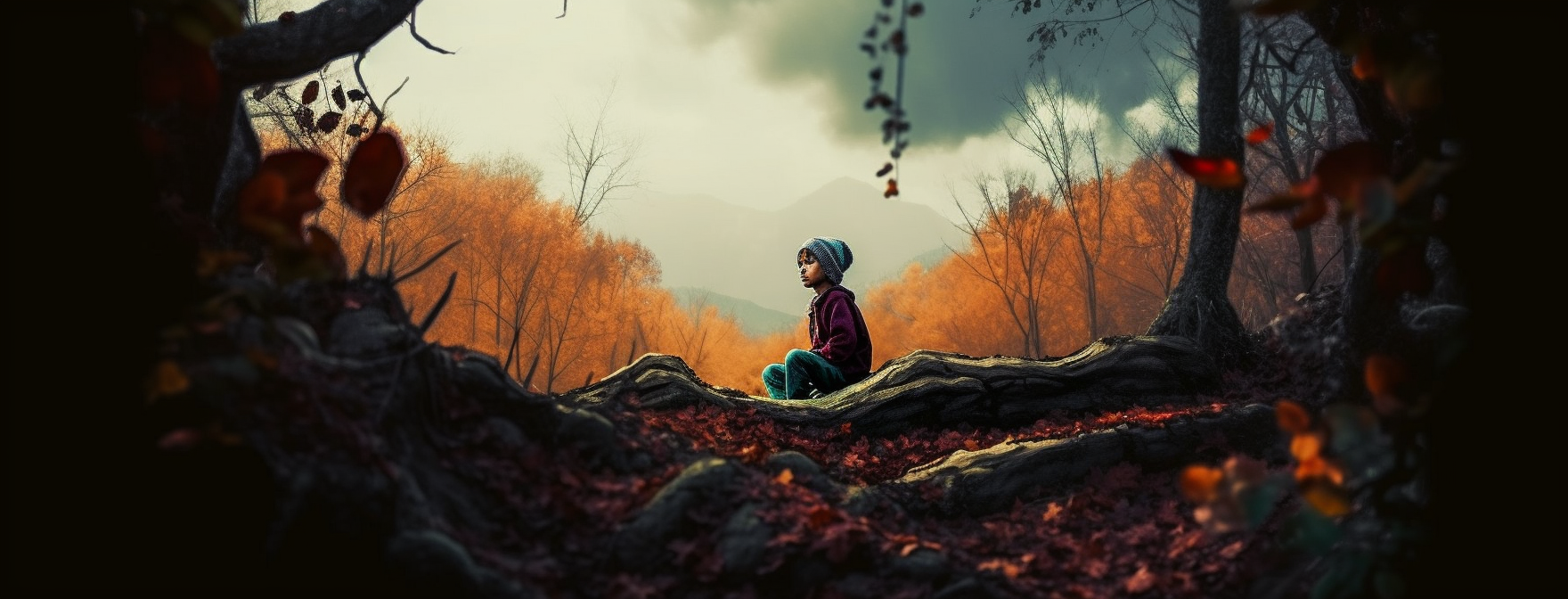Preview for Meditation-in-autumn-forest-ai-facebook-background-36640