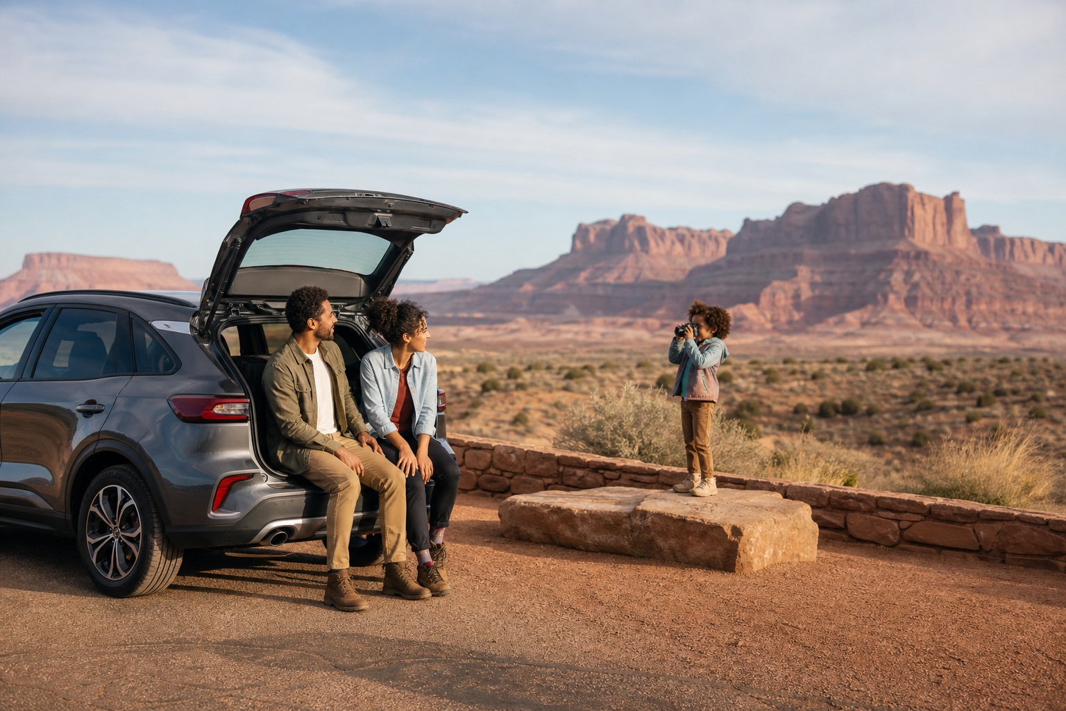 Preview for Desert Roadside Travelers Stock Background