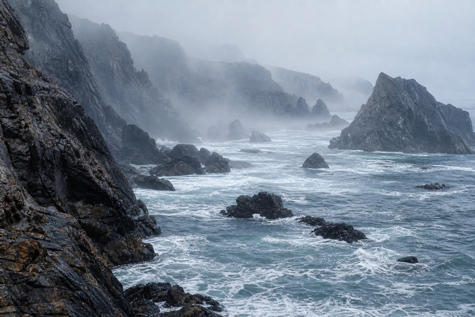 Preview for Misty Coastal Sea Stack Background