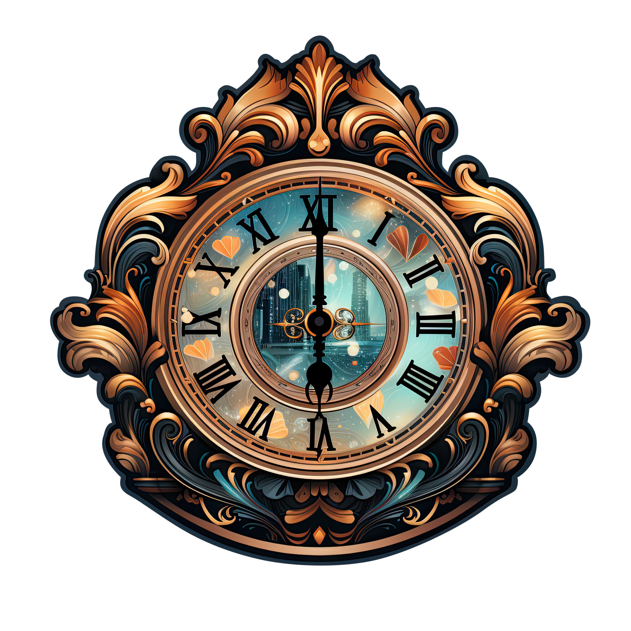 Preview for Ornate-clock-design-template-new-year-sticker-309bb