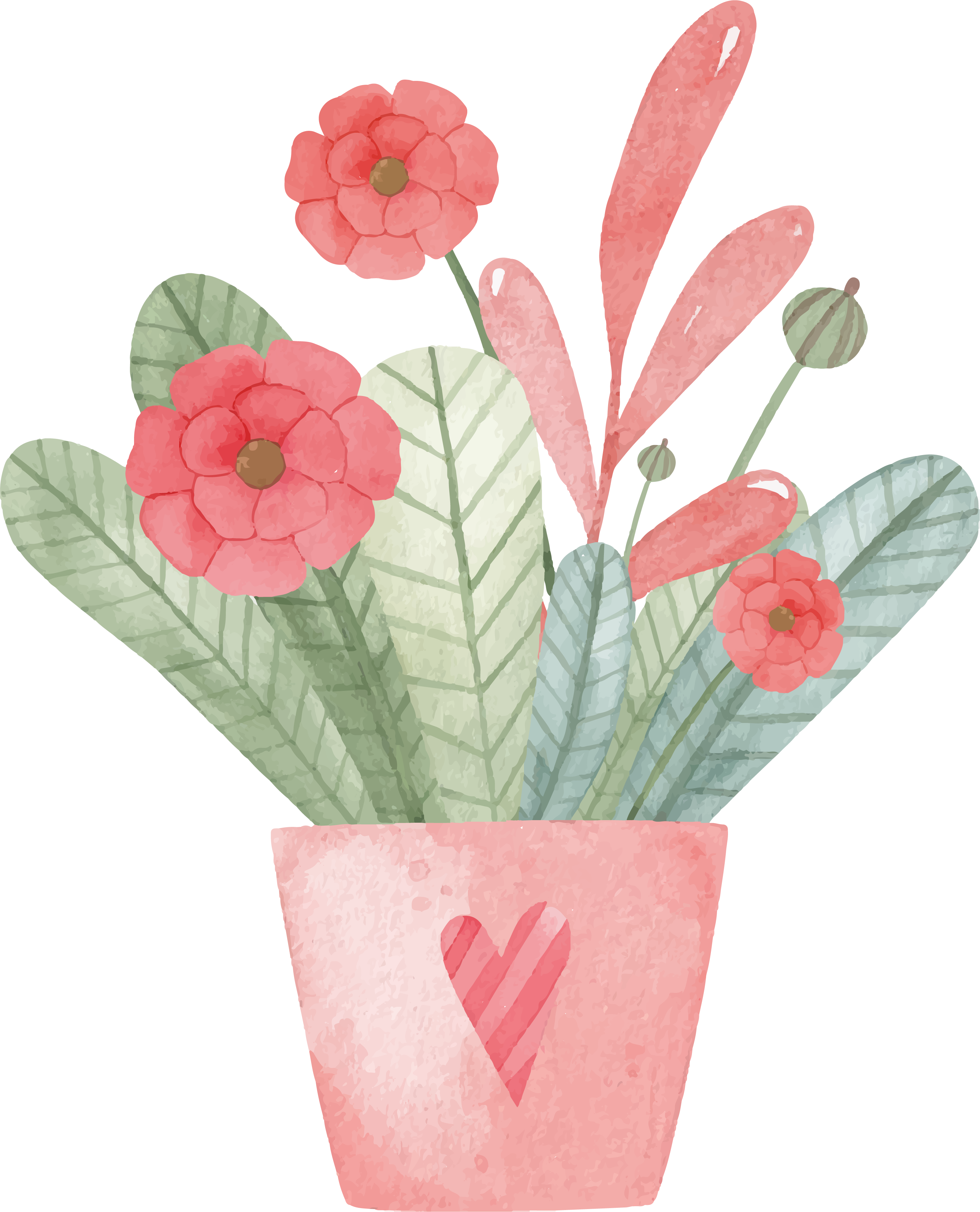 Preview for Pink-flower-pot-illustration-valentines-day-sticker-6efaf