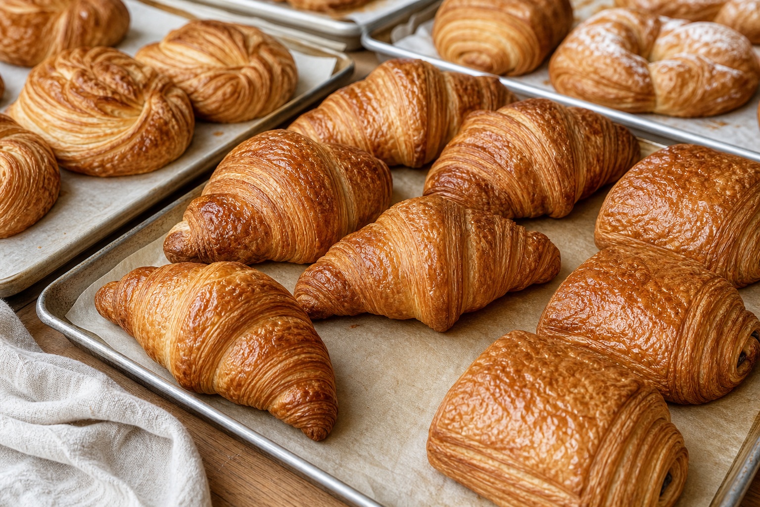 Preview for Laminated Pastry Closeup Stock Background