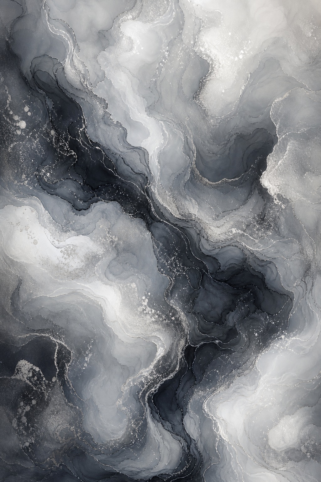 Preview for Monochrome Silver Fluid Ink Background