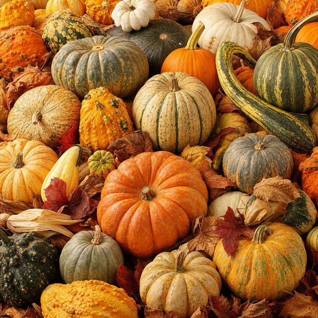 Preview for Autumn Harvest Pumpkins Stock Background