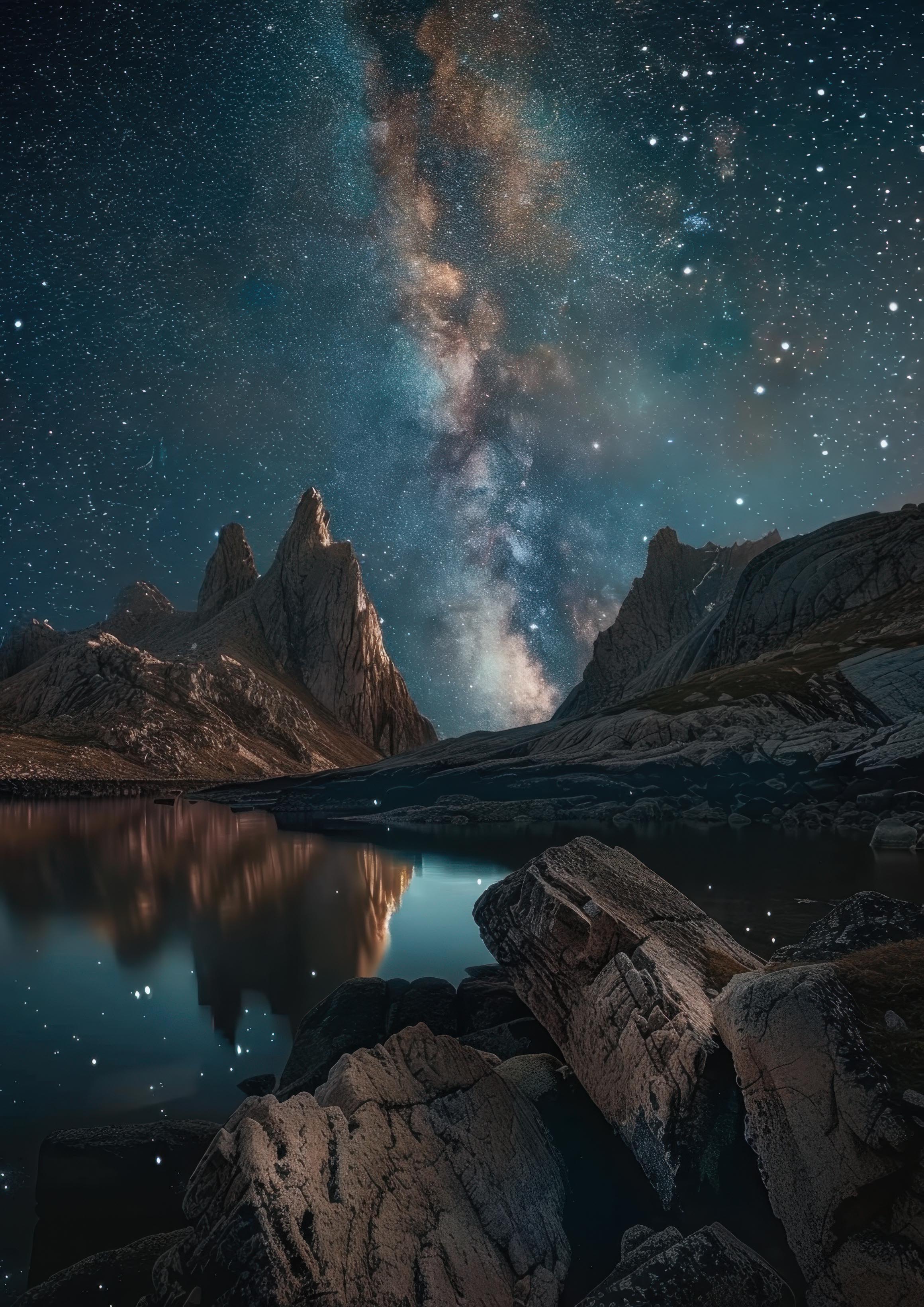 Preview for Night-sky-reflection-mountains-astrophotography-photo-background-fb523
