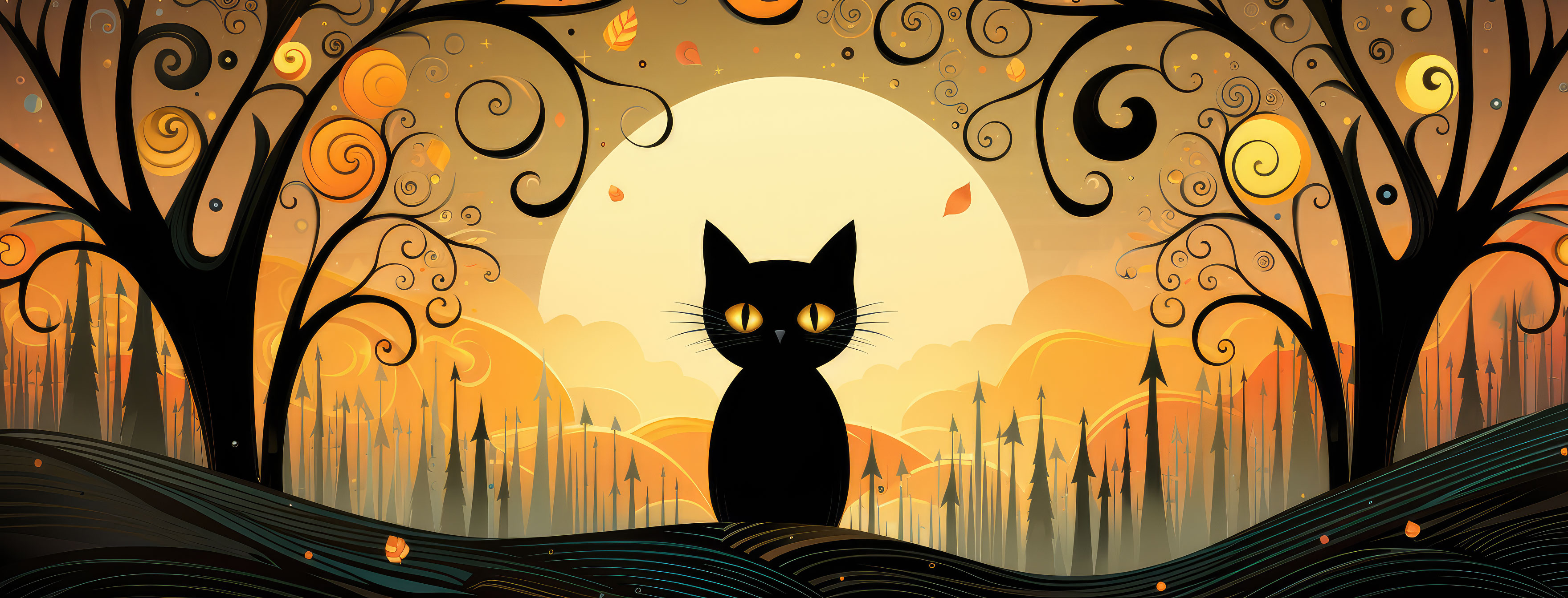 Preview for Halloween-night-black-cat-halloween-cover-background-8162a