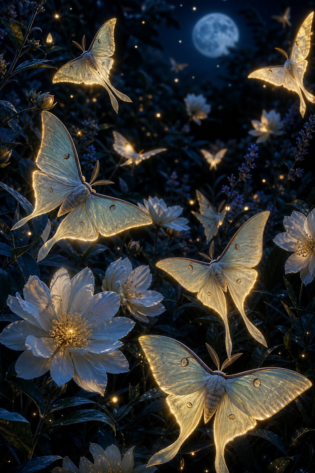 Preview for Moon Moths Night Garden Background