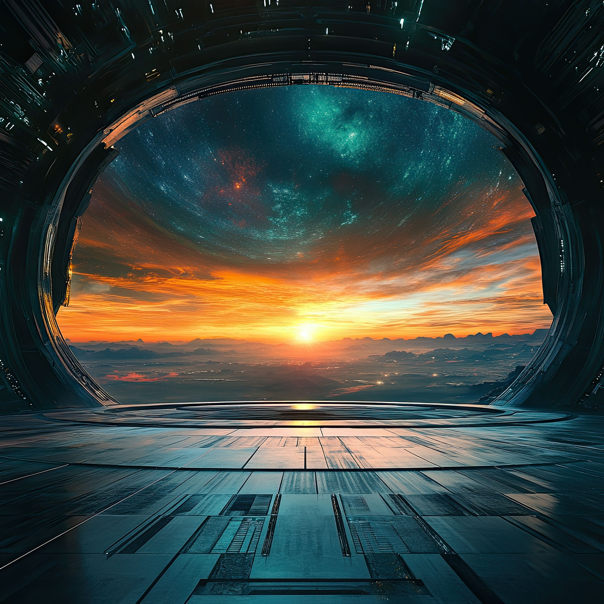 Preview for Cosmic-portal-galaxy-view-sci-fi-backdrop-background-3f6fd