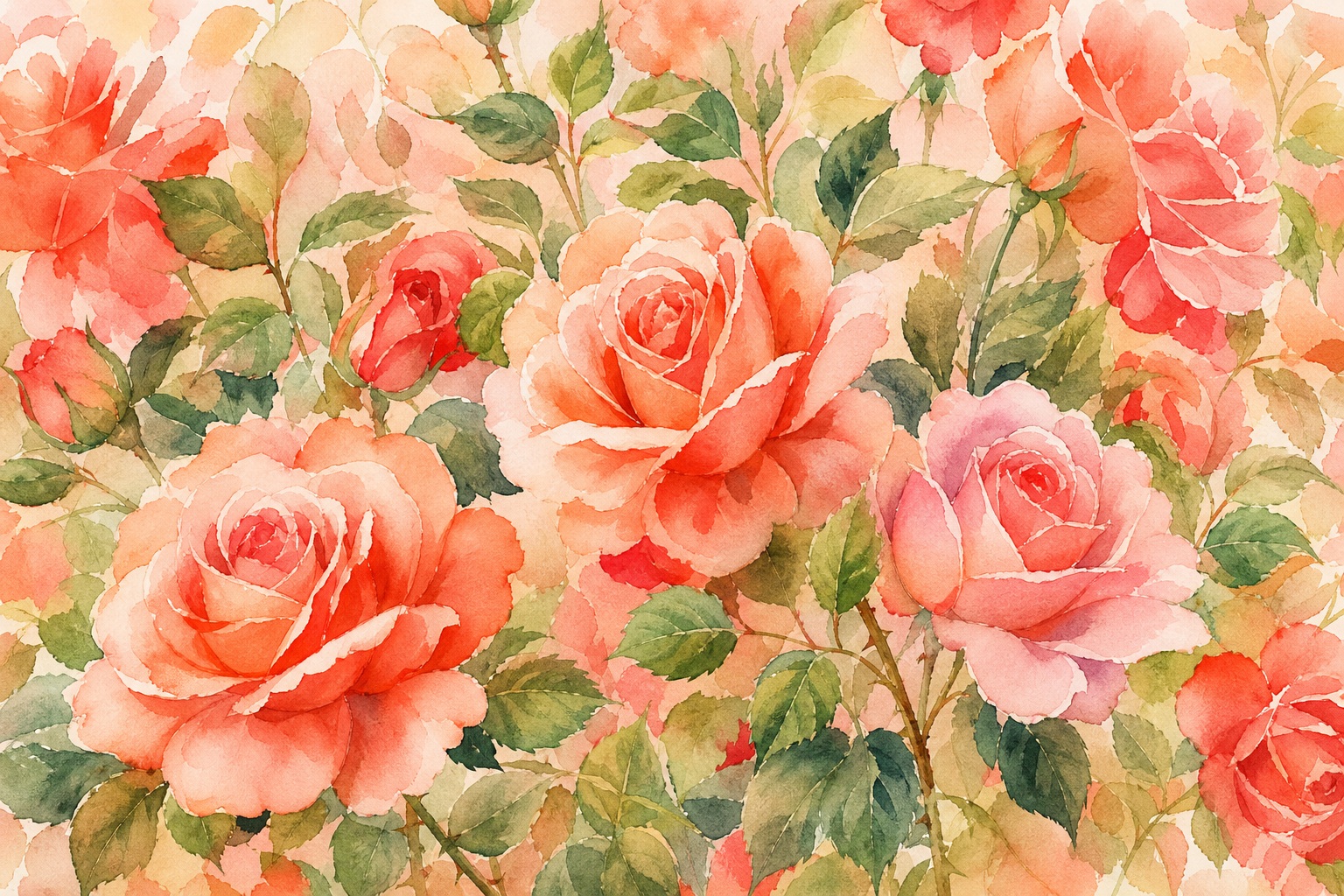 Preview for Coral Rose Watercolor Floral Background