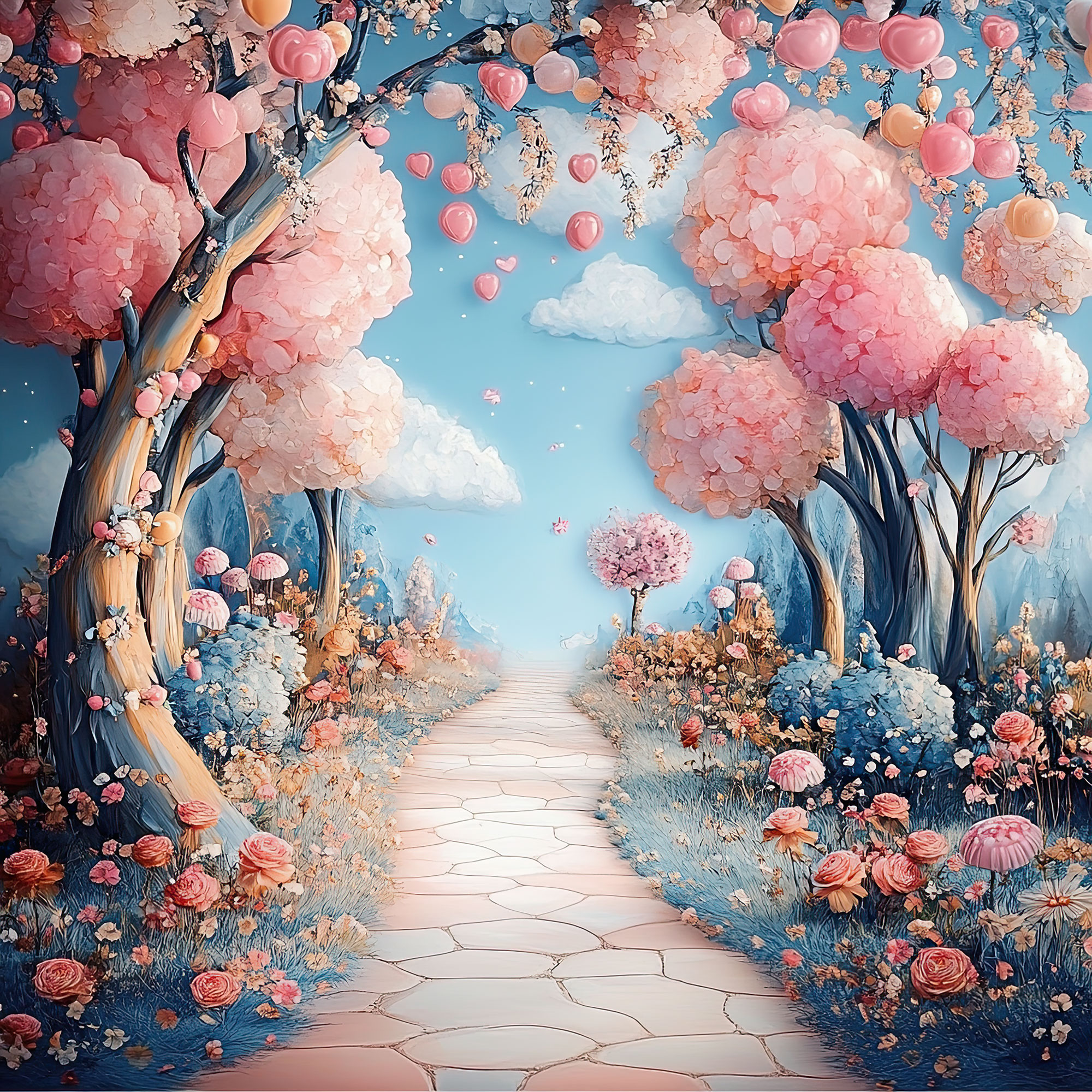 Preview for Serene-floral-pathway-whimsical-backdrop-background-2457a