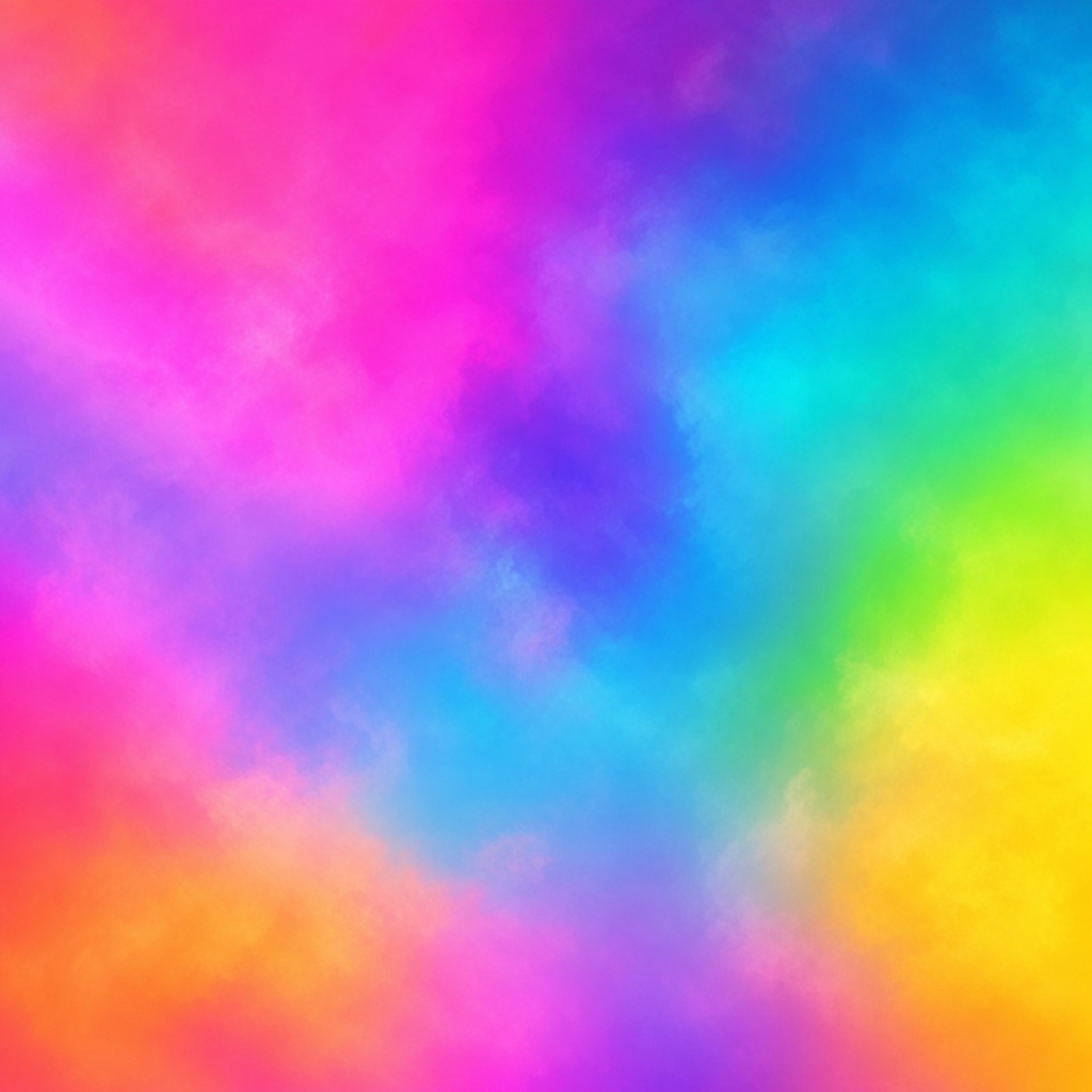 Square abstract background with smooth rainbow gradient and neon haze colors.