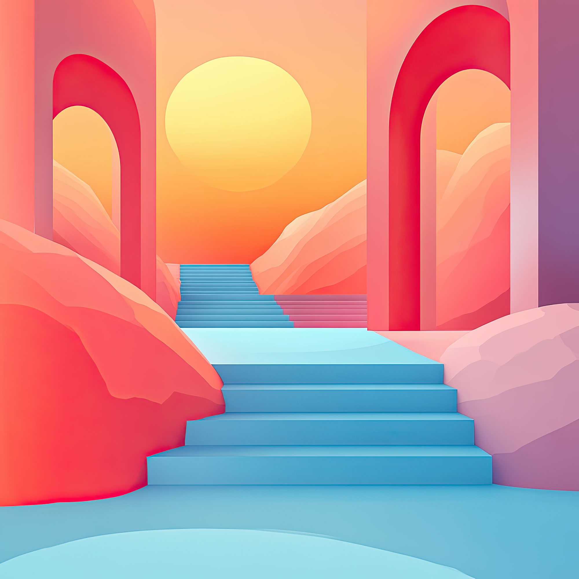 Preview for Serene-stairway-illustration-whimsical-backdrop-background-62085