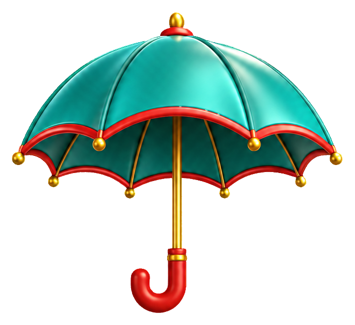 Preview for 3d Rainy Days Teal Umbrella