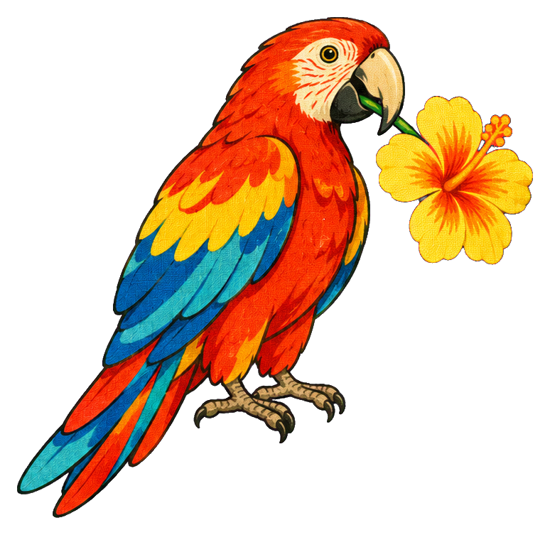 Preview for Parrot With Hibiscus