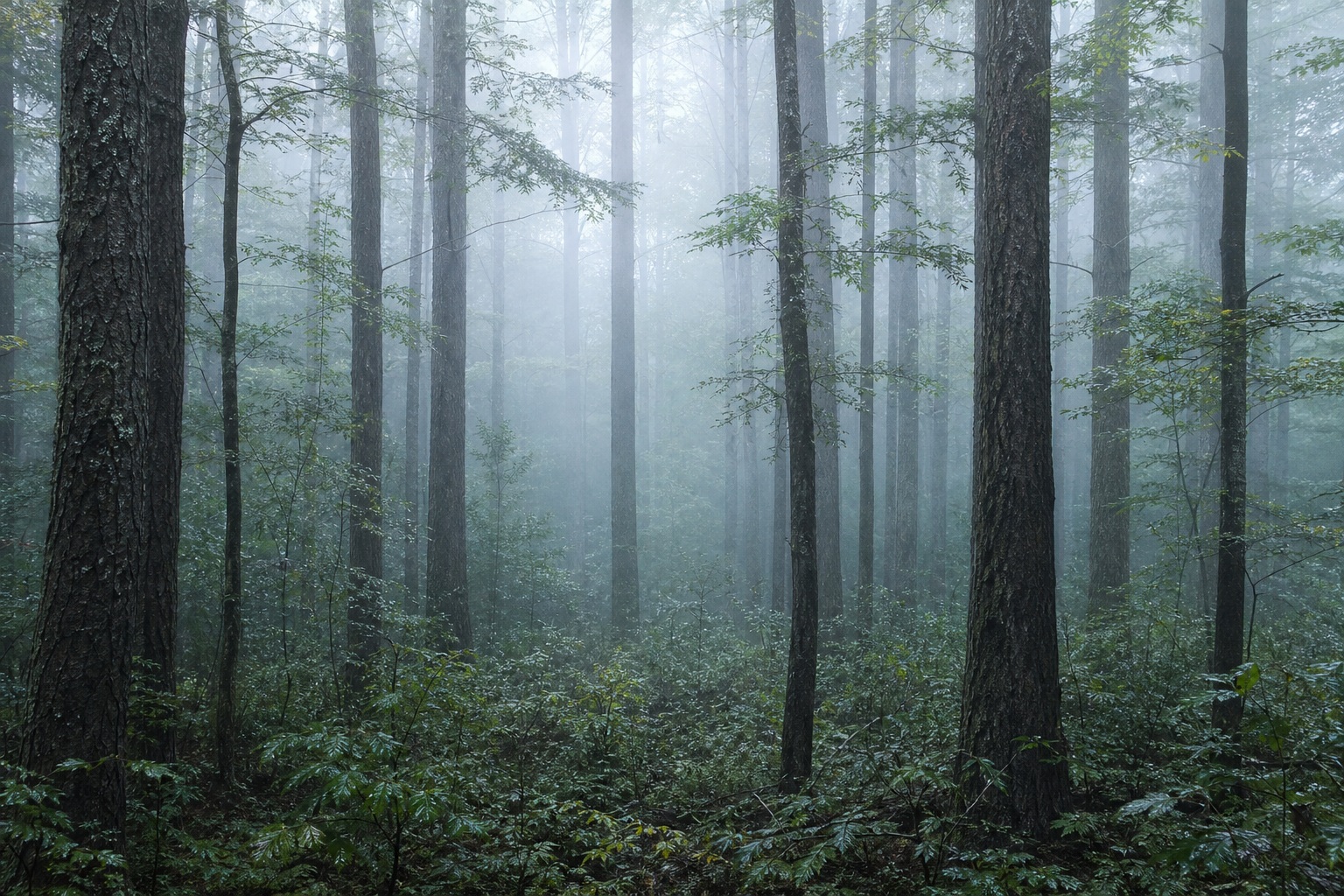 Preview for Misty Forest Background With Dawn Silver Tones