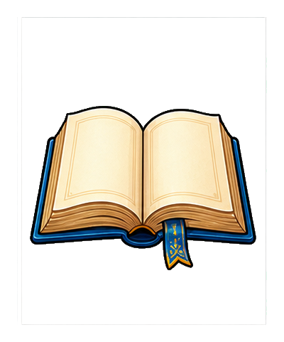 Open blank prayer book with cream pages and a blue ribbon bookmark