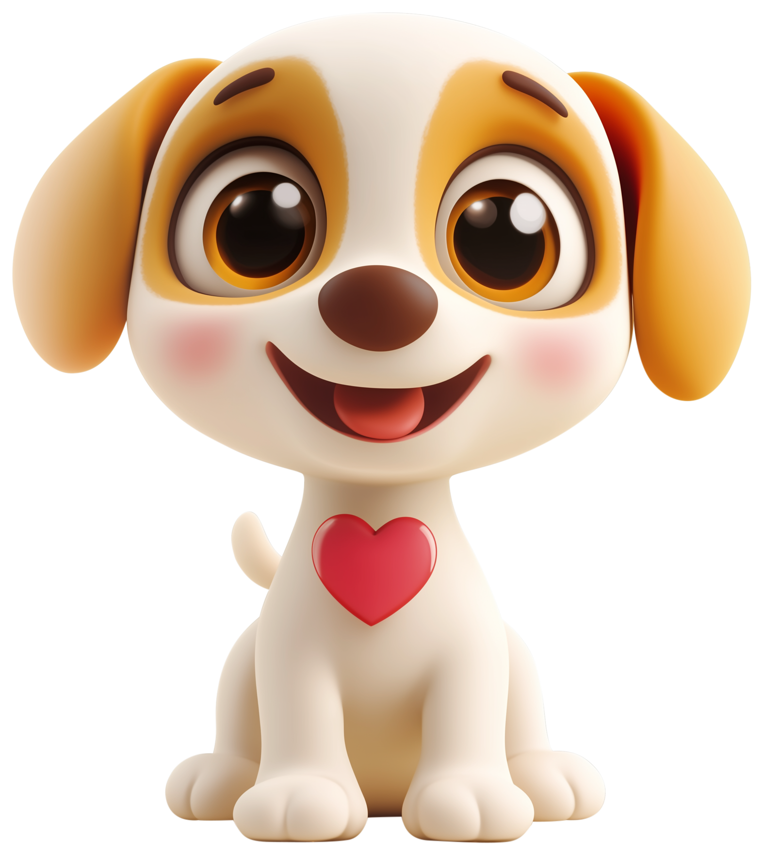 Cute cartoon dog sticker with big eyes, floppy ears, and a heart on its chest.