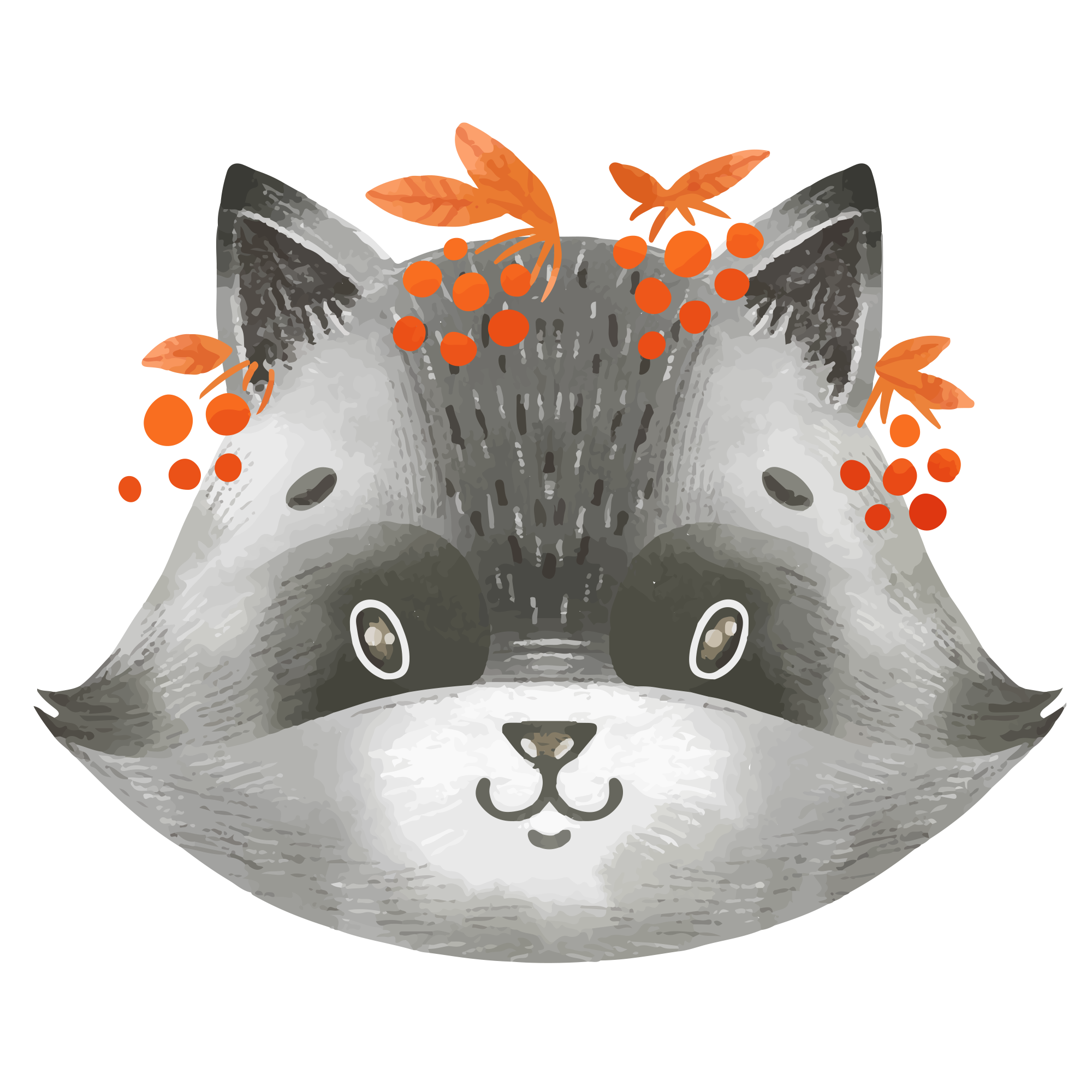 Preview for Raccoon-face-illustration-watercolor-christmas-sticker-e442d