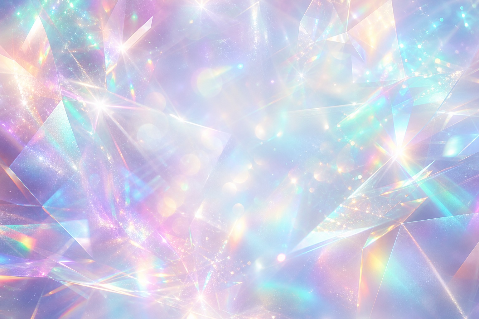 Abstract rainbow prism light overlay with glowing caustic reflections and soft pastel sparkle