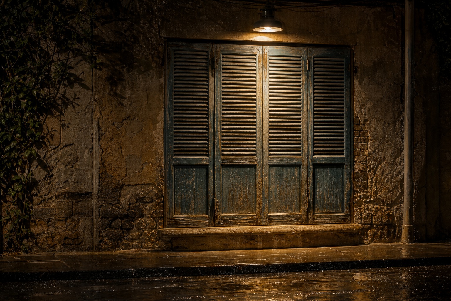 Preview for Isolated Night Light Weathered Shutters Background