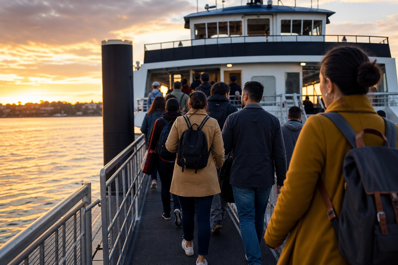 Preview for Ferry Commute Background With Urban Commuters