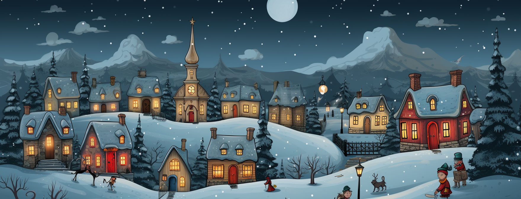 Preview for Winter-village-landscape-illustration-christmas-cover-background-101ea