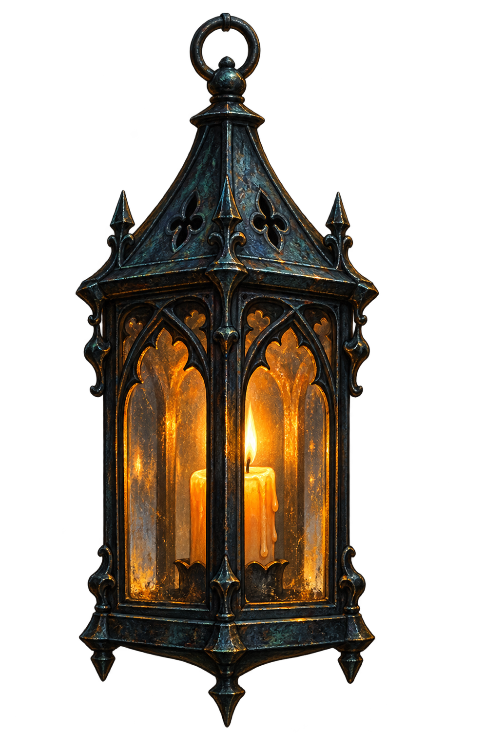 Preview for Gothic Lantern Sticker With Amber Candle Glow