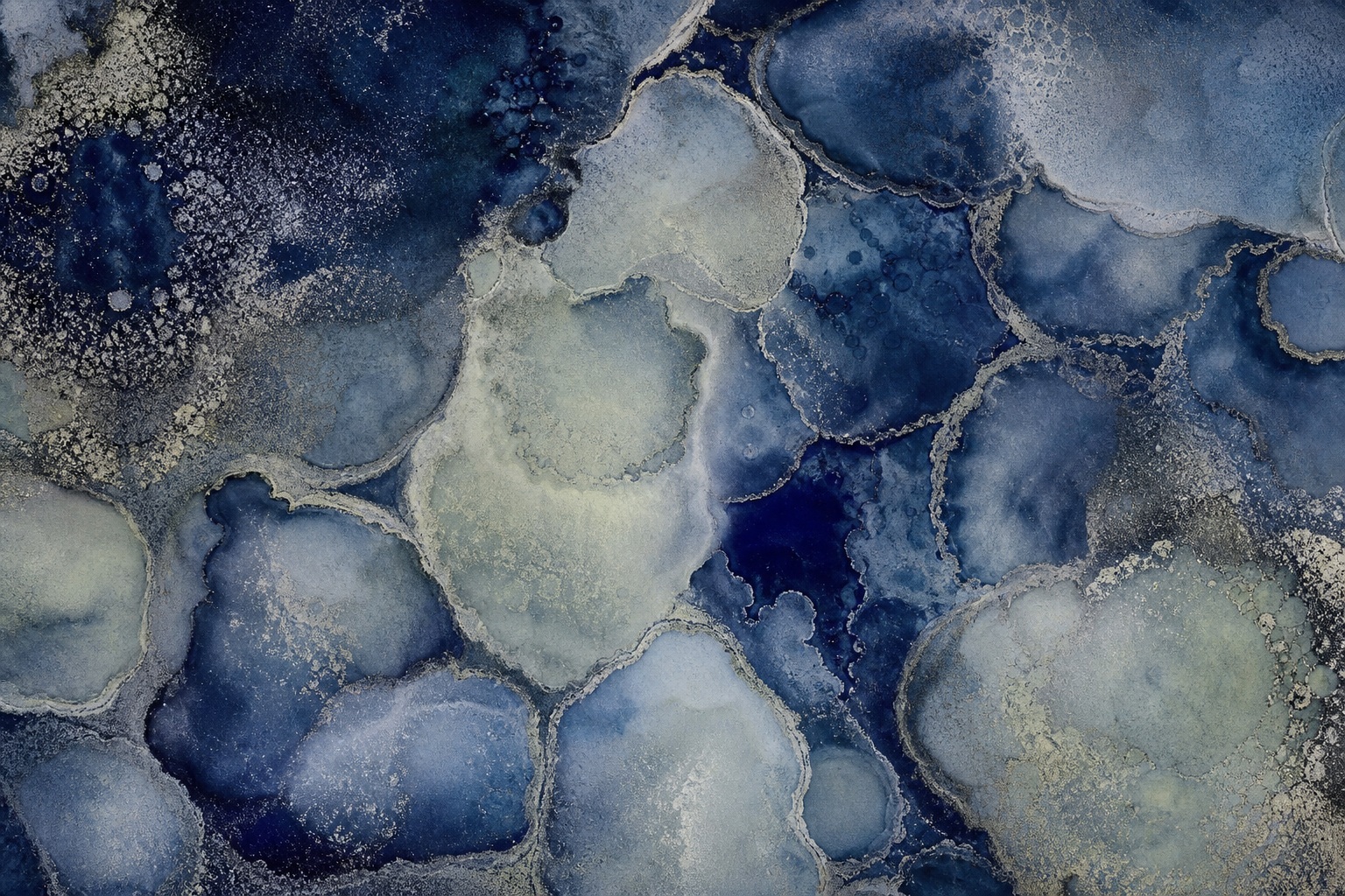 Indigo and cream organic cellular abstract texture with rounded, fluid shapes