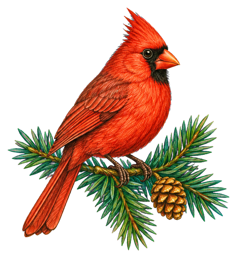 Preview for Christmas Cardinal On Pine Branch