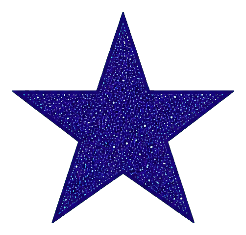 Blue speckled star sticker with a cosmic textured look