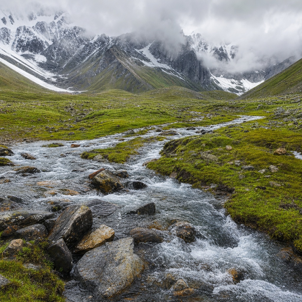 Preview for Snowmelt Alpine Basin Stock Background
