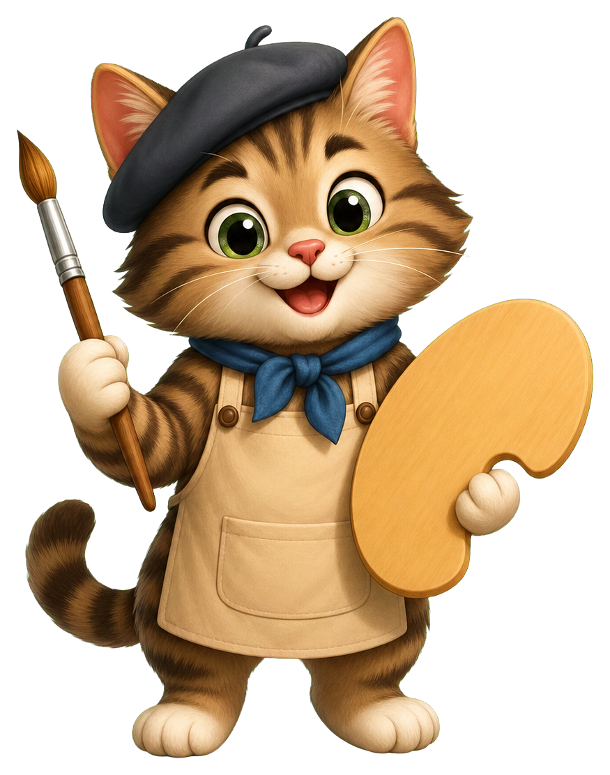 Preview for Cat Artist Sticker For Creative Designs