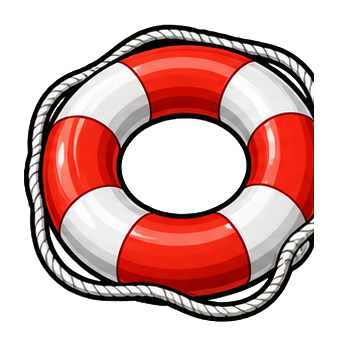 Red and white life preserver ring with a rope wrapped around it