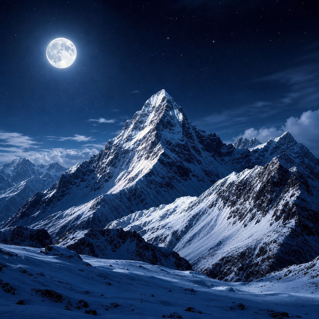 Preview for Moonlit Snowy Mountains Background