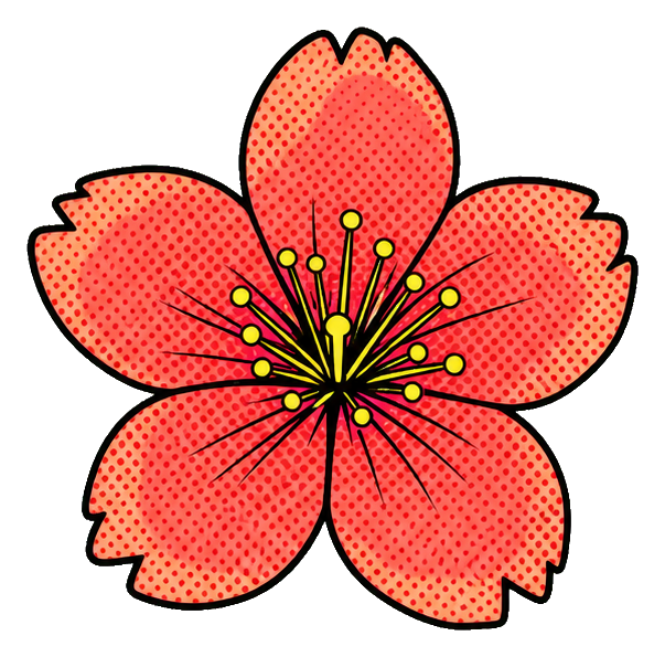 Preview for Retro Halftone Cherry Blossom Sticker