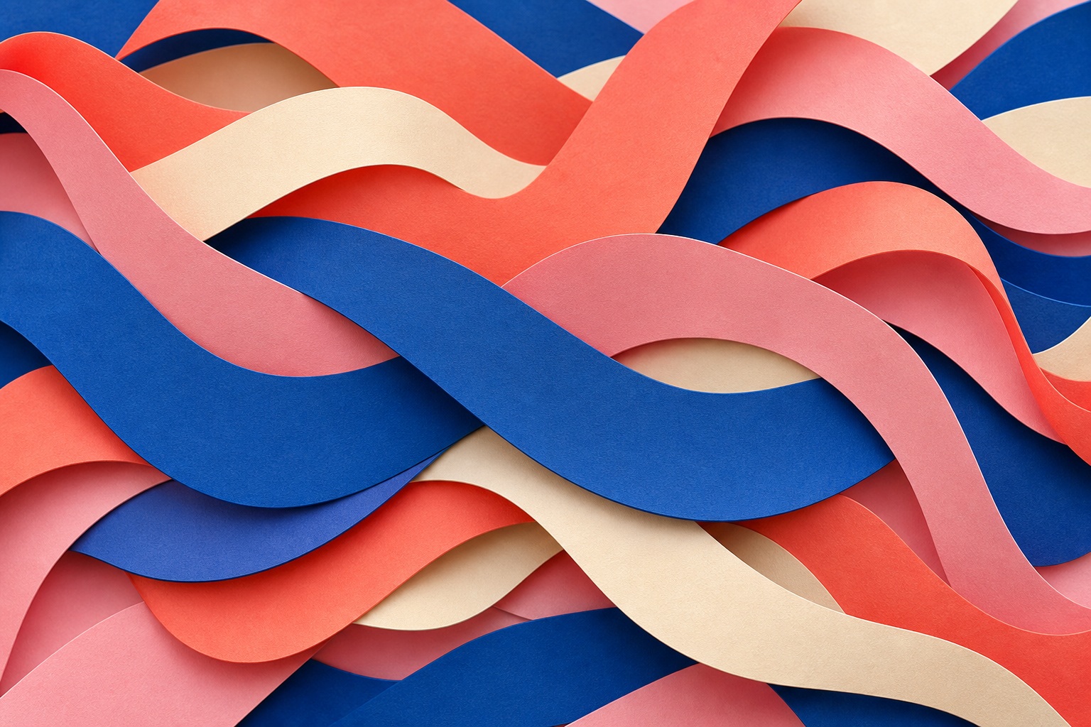 Preview for Coral And Cobalt Layered Ribbon Background