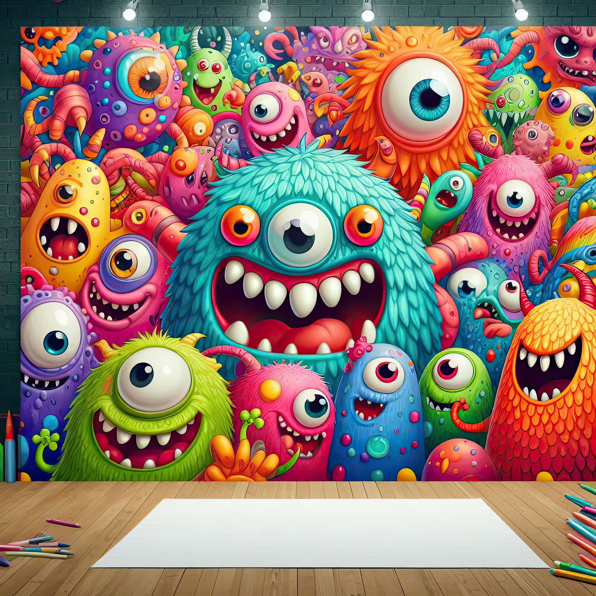 Preview for Colorful-monster-wall-mural-whimsical-backdrop-background-af9e7